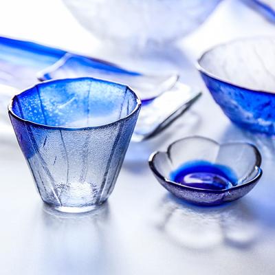 tinyhome日式蓝边水纹玻璃餐具