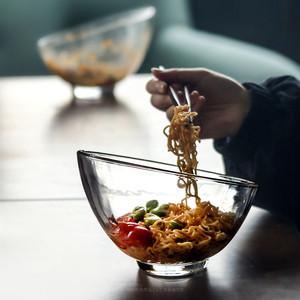 玻璃斜口碗甜品玻璃碗沙拉碗欧式水果碗商用透明甜品碗调料碗餐具
