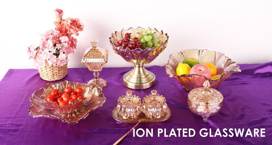 品质离子镀玻璃板水果定制餐具玻璃器皿家庭餐厅使用厨具沙拉产品描述